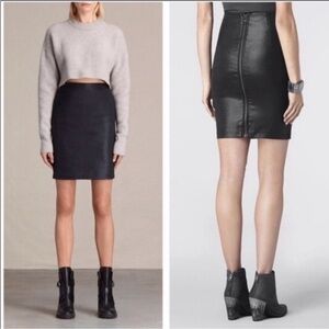 All Saints Metal Pencil Skirt Size 6 Black